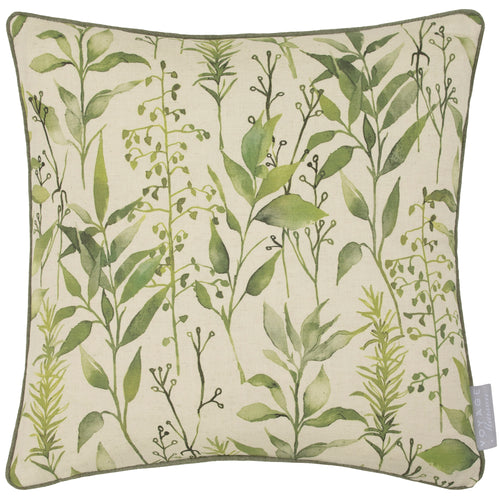 Floral Green Cushions - Aberduna Printed Piped Feather Filled Cushion Linen Voyage Maison
