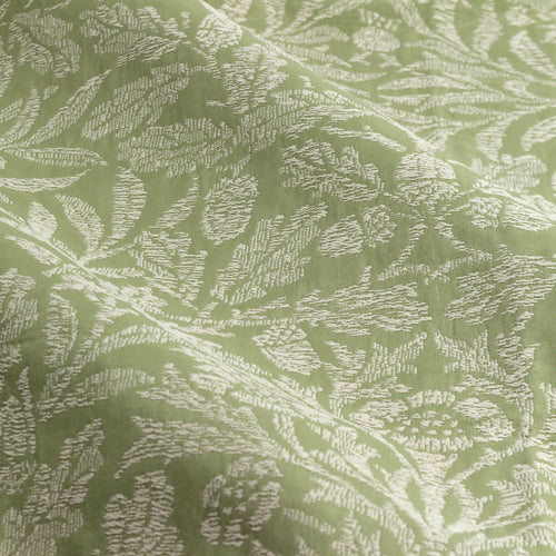 Floral Green Curtains - Acorn Tonal Matt Jacquard Room Darkening Pencil Pleat Curtains Sage Morris & Co