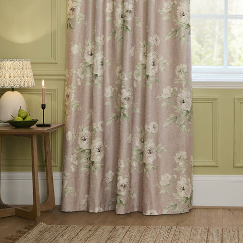 Floral Pink Curtains - Adele Floral Chenille Room Darkening Pencil Pleat Curtains Rose Sanderson