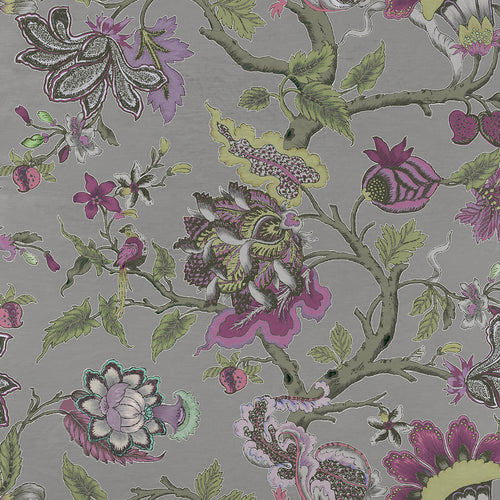 Floral Purple Fabric - Adhira Printed Cotton Fabric (By The Metre) Violet Voyage Maison