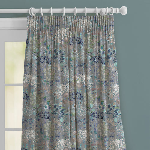 Floral Blue Curtains - Ailsa Printed Pencil Pleat Curtains Cornflower Voyage Maison