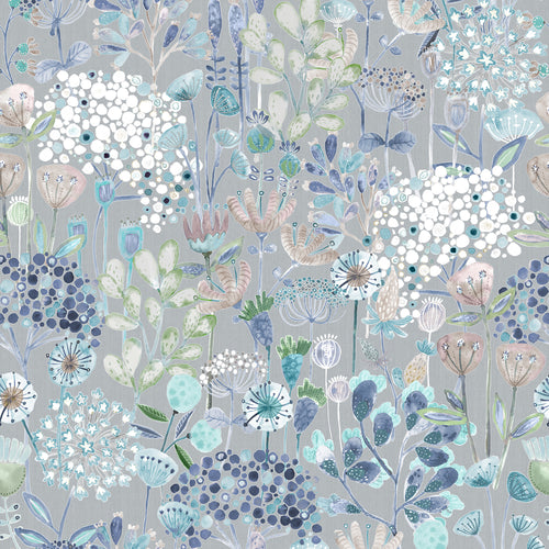 Floral Blue Curtains - Ailsa Printed Pencil Pleat Curtains Cornflower Voyage Maison