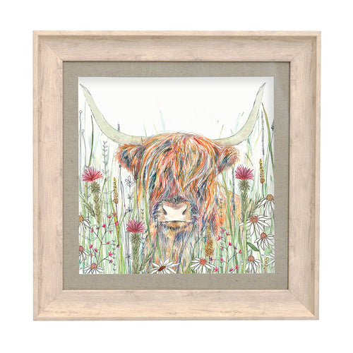 Animal Brown Wall Art - Alfie Highland Cow  Framed Print Birch Voyage Maison