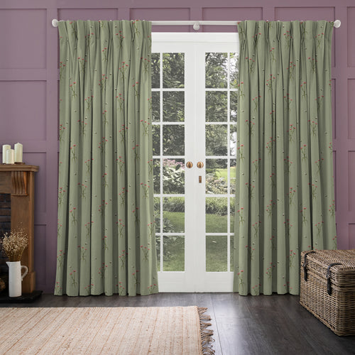 Floral Green M2M - Allimore Printed Cotton Made to Measure Curtains Sage Voyage Maison