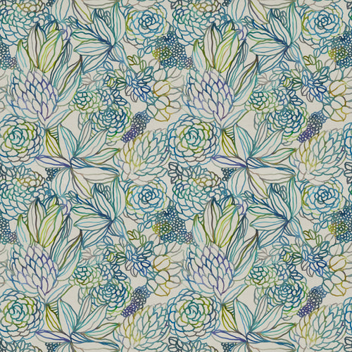 Floral Blue Fabric - Althorp Printed Cotton Fabric (By The Metre) Capri Voyage Maison