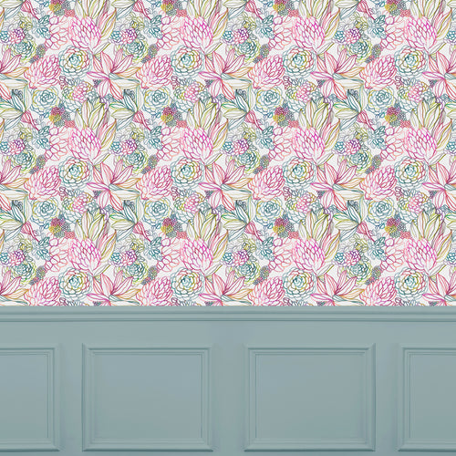 Floral Pink Wallpaper - Althorp  1.4m Wide Width Wallpaper (By The Metre) Sorbet Voyage Maison