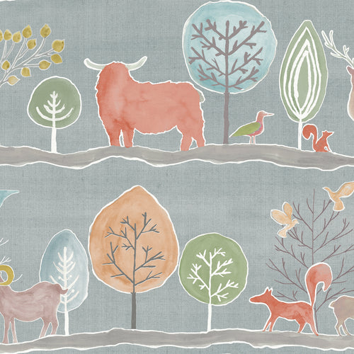 Animal Grey Fabric - Ariundle Printed Cotton Fabric (By The Metre) Persimmon Voyage Maison