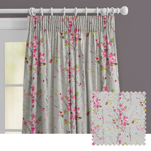 Floral Grey M2M - Armathwaite Linen Printed Made to Measure Curtains Silver Voyage Maison