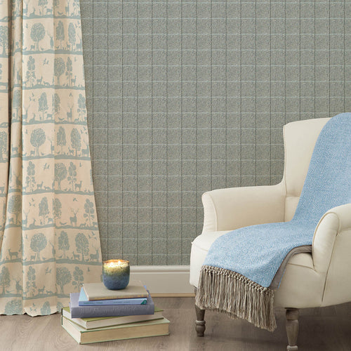Check Grey Wallpaper - Arran  1.4m Wide Width Wallpaper (By The Metre) Storm Voyage Maison