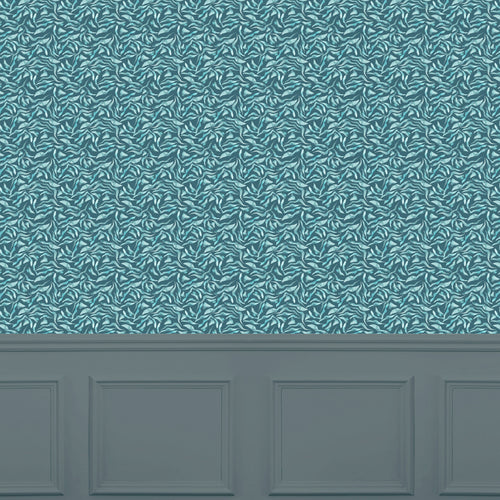 Abstract Blue Wallpaper - Balaya  1.4m Wide Width Wallpaper (By The Metre) Teal Voyage Maison