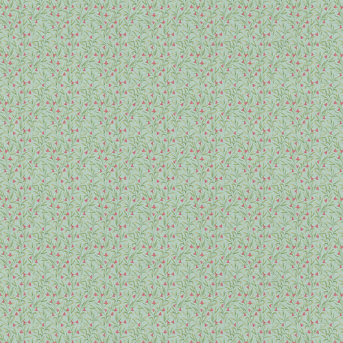 Floral Green Fabric - Bell Meadow Printed Cotton Fabric Oasis Voyage Maison