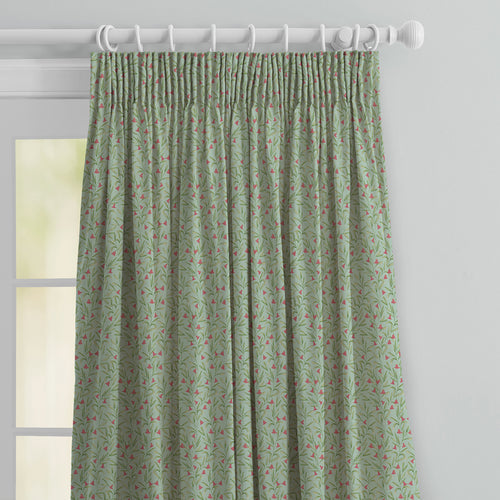 Floral Green M2M - Bell Meadow Printed Cotton Made to Measure Curtains Oasis Voyage Maison