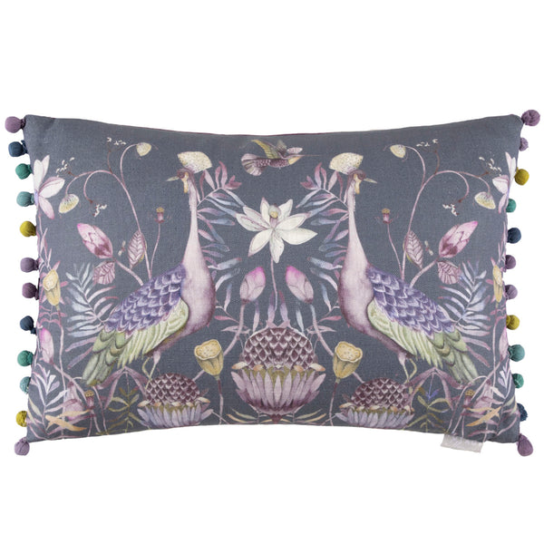 Bennu Amethyst Printed Feather Filled Cushion Purple Cushions Voyage Maison