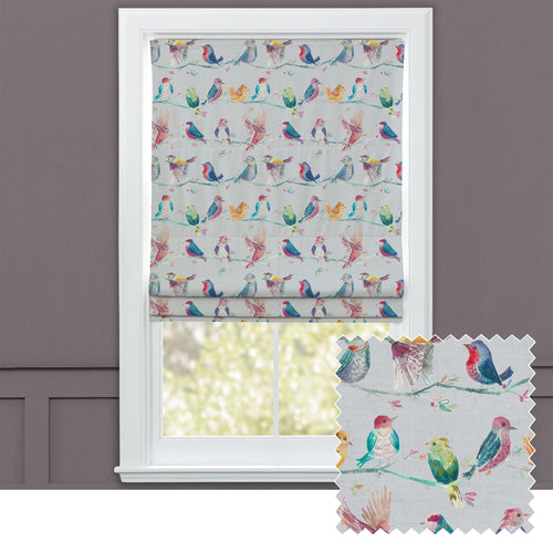 Animal Multi M2M - Birdy Branch Printed Cotton Made to Measure Roman Blinds Blossom Voyage Maison