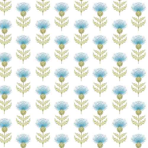 Floral Blue Fabric - Blair Printed Linen Fabric (By The Metre) Azure Voyage Maison