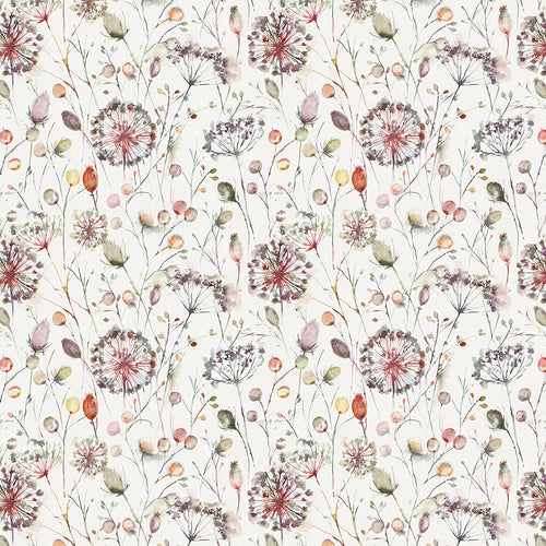Floral Red Fabric - Boronia Printed Cotton Fabric Boysenberry Cream Voyage Maison