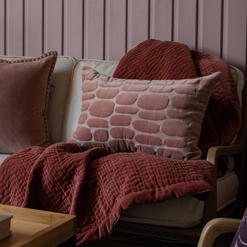Additions Boulder Embroidered Feather Cushion in Coral