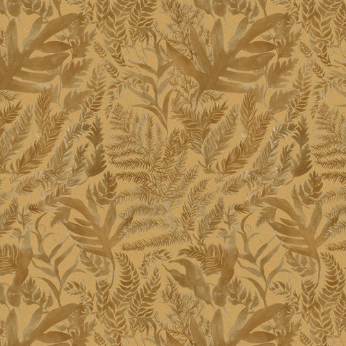 Floral Gold Fabric - Bracken Printed Cotton Fabric (By The Metre) Honey Voyage Maison