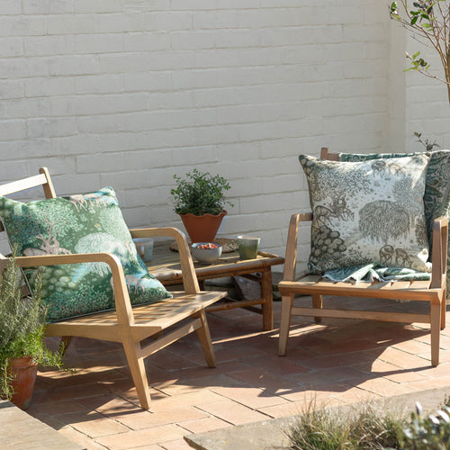 Woodland Green Cushions - The Brook Printed Outdoor Polyester Filled Cushion Forest Green Morris & Co