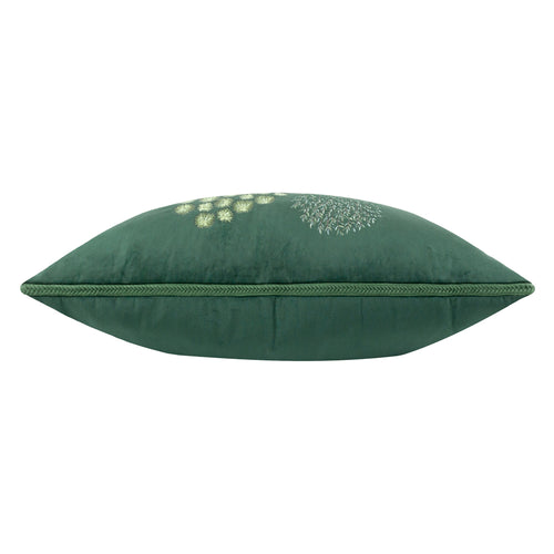 Animal Green Cushions - Brook Embroidered Velvet Feather Rich Filled Cushion Forest Green Morris & Co