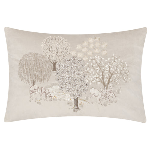 Animal White Cushions - Brook Embroidered Velvet Feather Rich Filled Cushion Linen Morris & Co