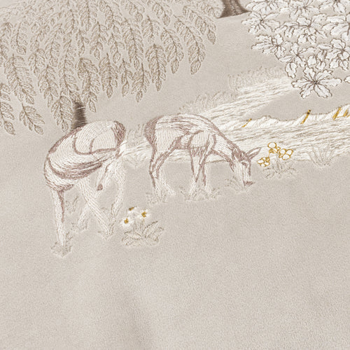 Animal White Cushions - Brook Embroidered Velvet Feather Rich Filled Cushion Linen Morris & Co