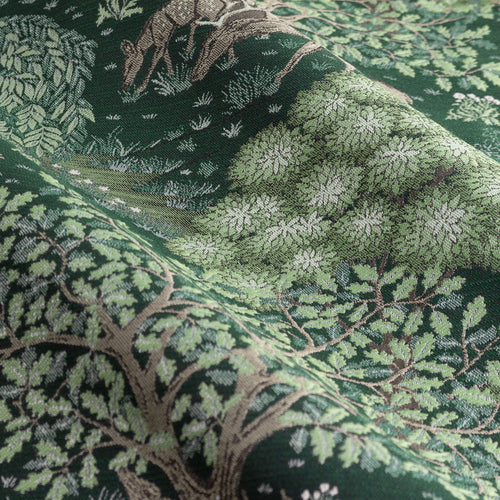 Woodland Green Curtains - Brook Woodland Jacquard Room Darkening Pencil Pleat Curtains Forest Green Morris & Co