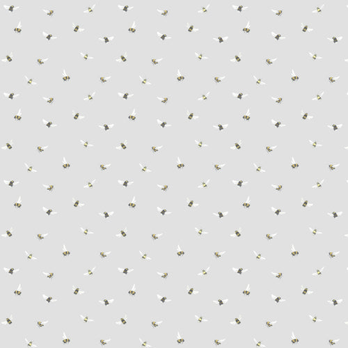 Animal Grey Fabric - Busy Bees Printed Fabric (By The Metre) Bees Voyage Maison