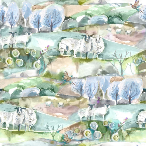 Animal Green Wallpaper - Buttermere  1.4m Wide Width Wallpaper (By The Metre) Sage Voyage Maison