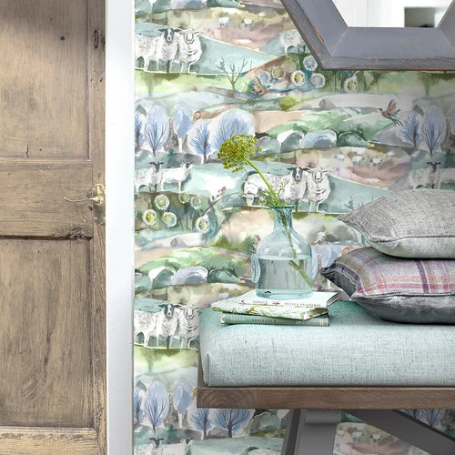 Animal Green Wallpaper - Buttermere  1.4m Wide Width Wallpaper (By The Metre) Sage Voyage Maison