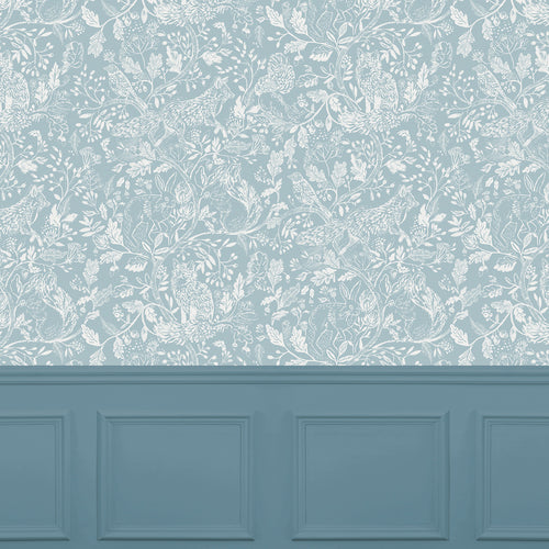 Animal Blue Wallpaper - Cademuir  1.4m Wide Width Wallpaper (By The Metre) Aqua Voyage Maison