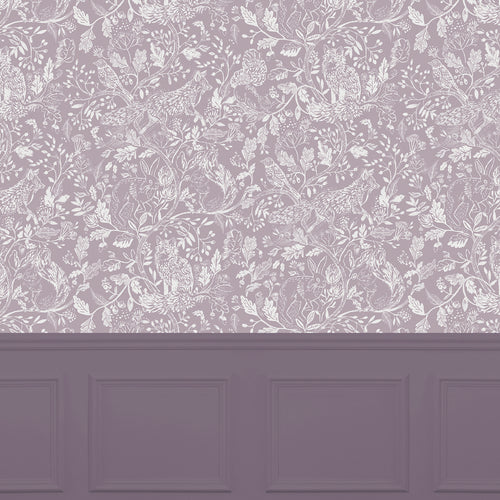 Animal Purple Wallpaper - Cademuir  1.4m Wide Width Wallpaper (By The Metre) Damson Voyage Maison