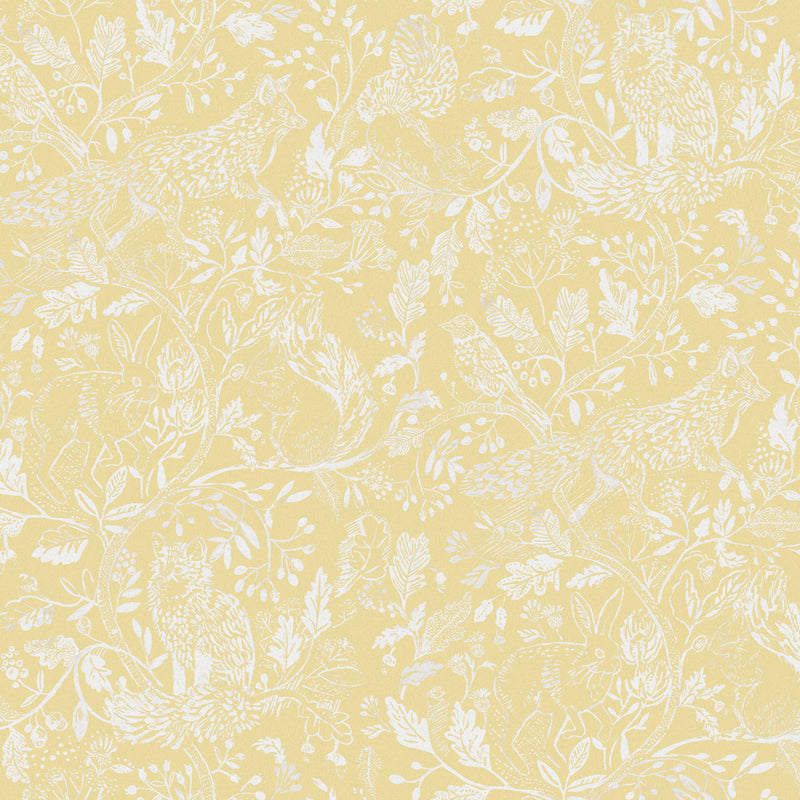 Animal Yellow Wallpaper - Cademuir  1.4m Wide Width Wallpaper (By The Metre) Lemon Voyage Maison