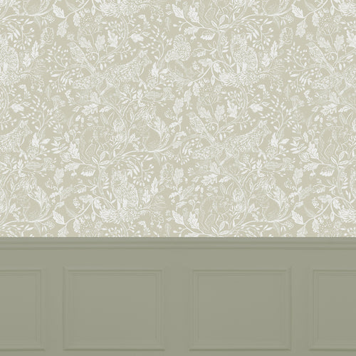 Animal Green Wallpaper - Cademuir  1.4m Wide Width Wallpaper (By The Metre) Sage Voyage Maison