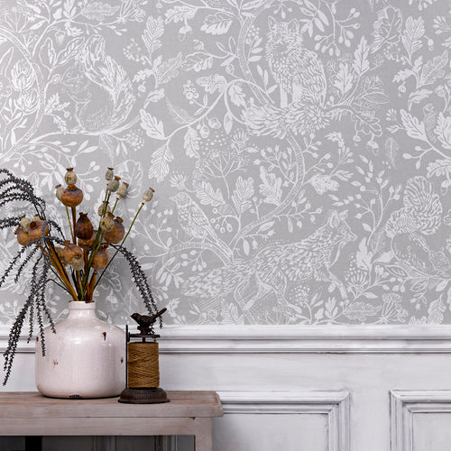 Animal Grey Wallpaper - Cademuir  1.4m Wide Width Wallpaper (By The Metre) Stone Voyage Maison