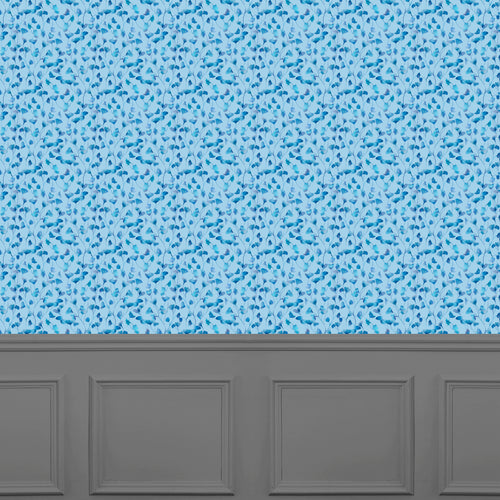 Floral Blue Wallpaper - Cala  1.4m Wide Width Wallpaper (By The Metre) Cobalt Voyage Maison