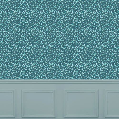 Floral Blue Wallpaper - Cala  1.4m Wide Width Wallpaper (By The Metre) Teal Voyage Maison