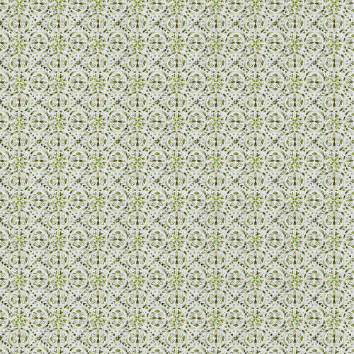 Geometric Green Fabric - Casia Printed Cotton Fabric (By The Metre) Sage Voyage Maison