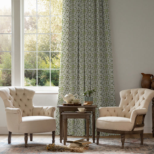 Geometric Green M2M - Casia Printed Cotton Made to Measure Curtains Sage Voyage Maison