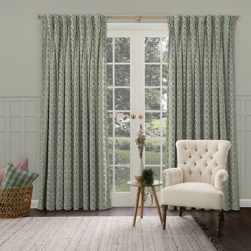 Geometric Green M2M - Casia Printed Cotton Made to Measure Curtains Sage Voyage Maison