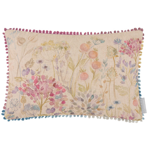 Floral Pink Cushions - Country Hedgerow Printed Rectangular Feather Filled Cushions Linen Voyage Maison