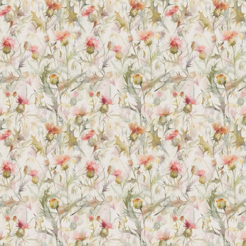 Floral Orange Fabric - Cirsium Printed Cotton Fabric (By The Metre) Russett/Natural Voyage Maison