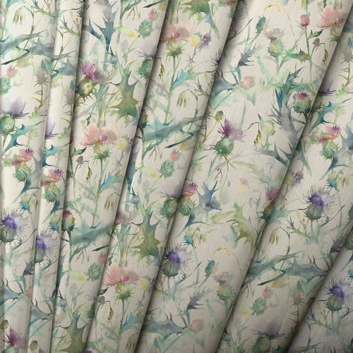 Floral Green M2M - Cirsium Printed Cotton Made to Measure Roman Blinds Damson/Natural Voyage Maison