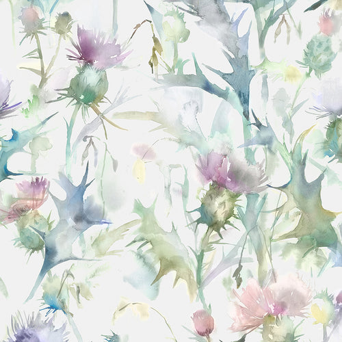 Floral Green M2M - Cirsium Printed Cotton Made to Measure Roman Blinds Damson/Natural Voyage Maison