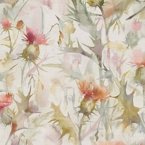 Floral Orange Fabric - Cirsium Printed Cotton Fabric (By The Metre) Russett/Cream Voyage Maison