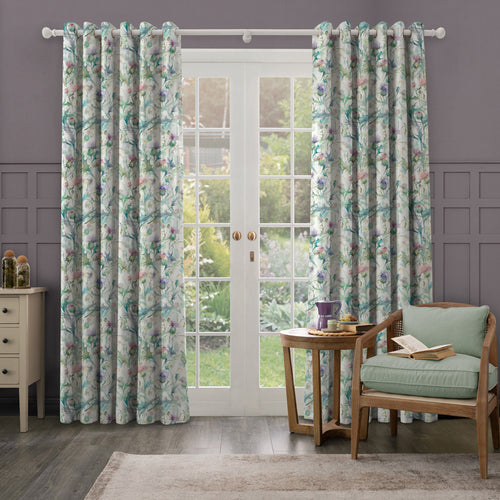 Floral Purple M2M - Cirsium Cream Printed Made to Measure Curtains Damson Voyage Maison
