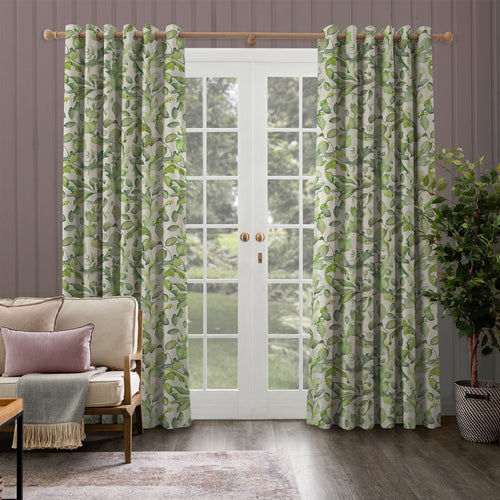 Floral Green M2M - Claudia Printed Cotton Made to Measure Curtains Cream Voyage Maison