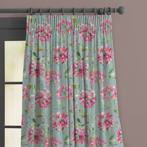 Floral Pink M2M - Clovelly Printed Made to Measure Curtains Slate Voyage Maison