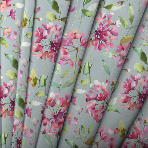 Floral Pink M2M - Clovelly Printed Made to Measure Curtains Slate Voyage Maison