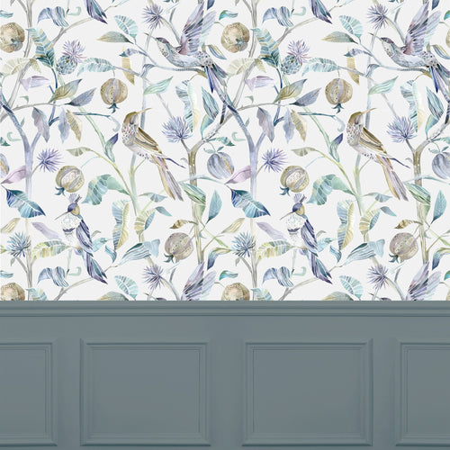 Floral Blue Wallpaper - Colyford  1.4m Wide Width Wallpaper (By The Metre) Skylark Voyage Maison